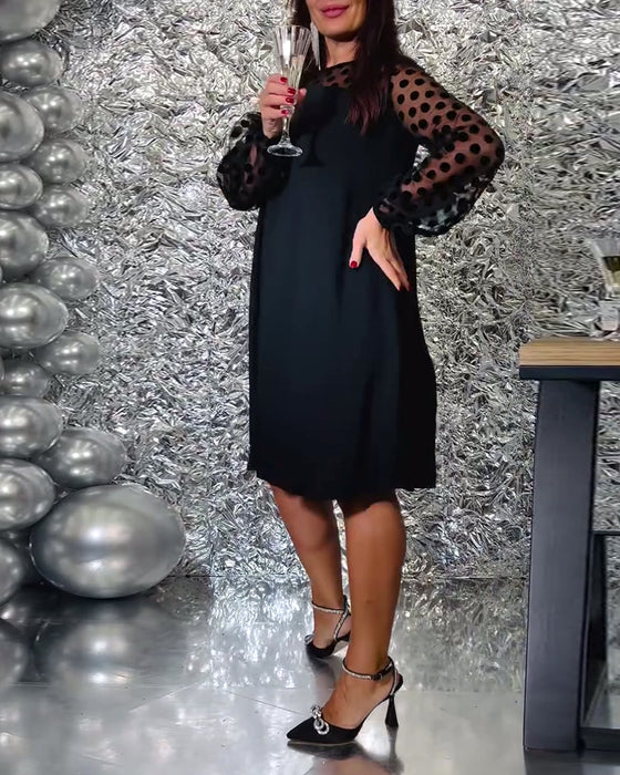 Robe A-Line En Maille À Pois