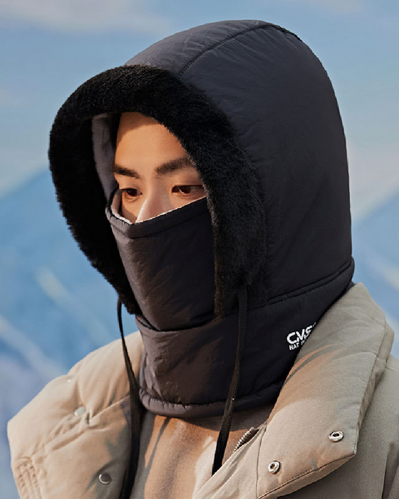 Cagoule Thermique Épaissie Doublée En Peluche Avec Masque Facial Pour Hommes Et Femmes