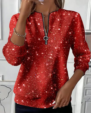 Sweat Décontracté À Manches Longues À Demi-Fermeture Éclair