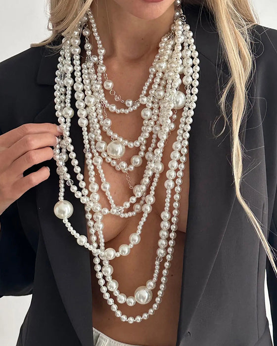 Collier Multi-Couches Long Perle