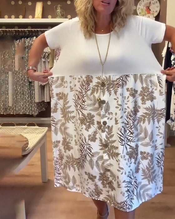 Robe décontractée à imprimé col rond