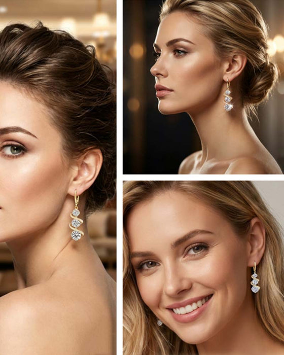 💎👗 Boucles D'oreilles Spirale Et Goutte Asymétriques ✨
