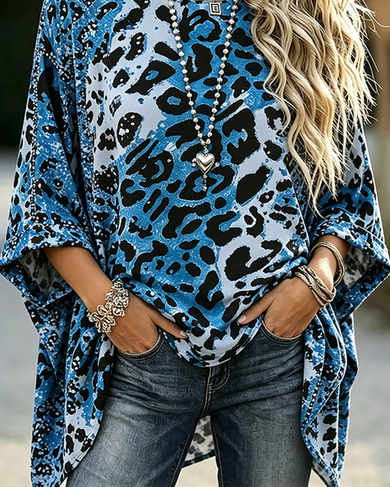 Blouse Ombre Léopard Col Rond