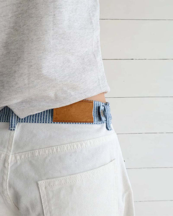 Pantalon Rayé Contraste Ceinture Droit