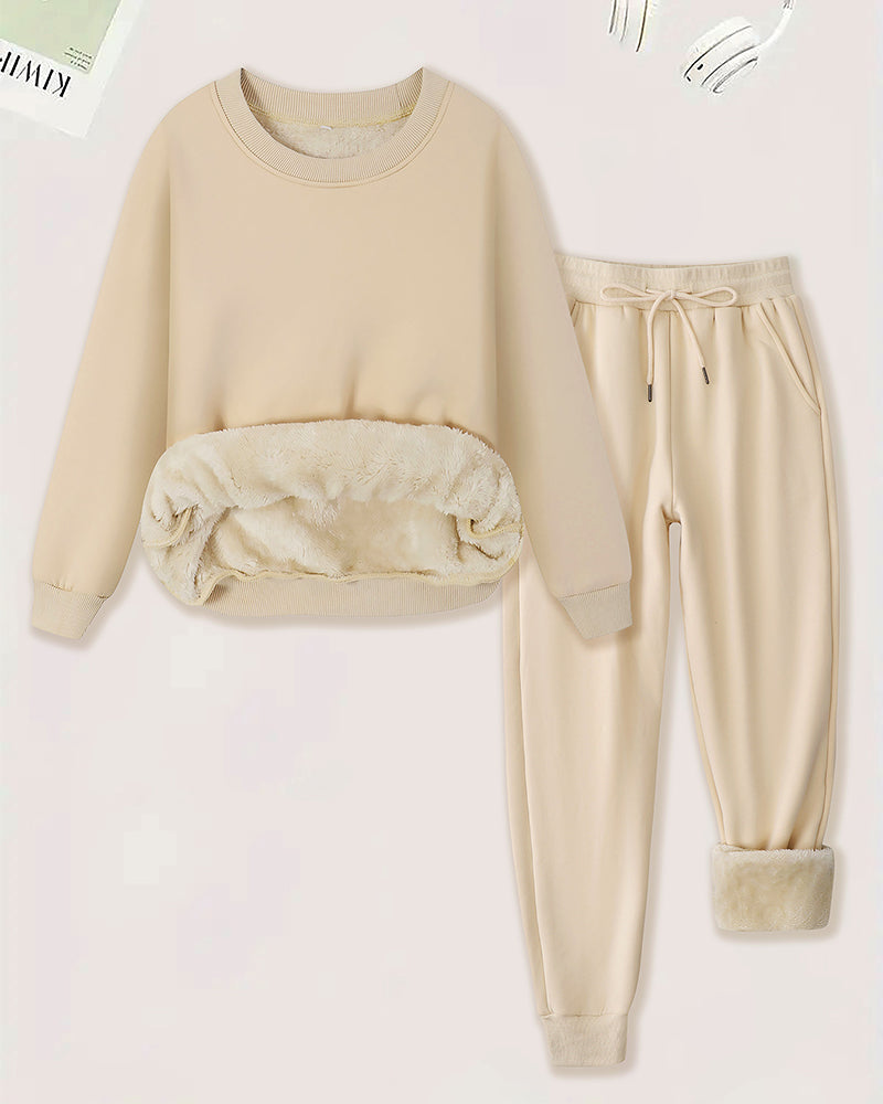 Ensemble Col Rond Épaissi Velours Décontracté