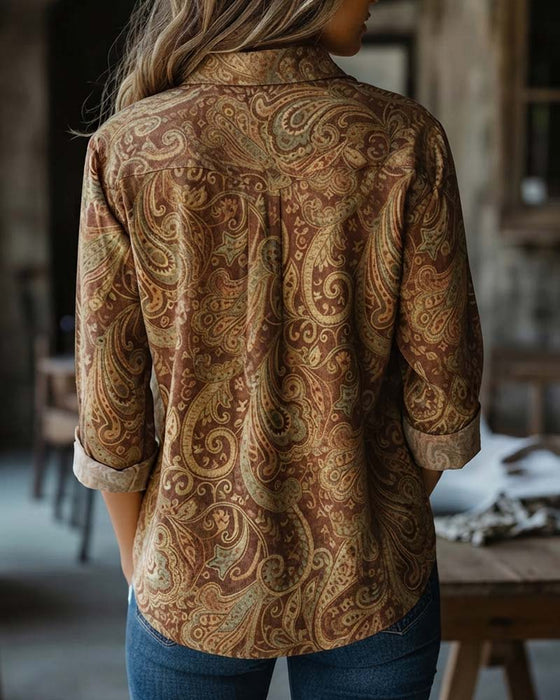 Chemise À Manches Longues Avec Motif Paisley Style Vintage