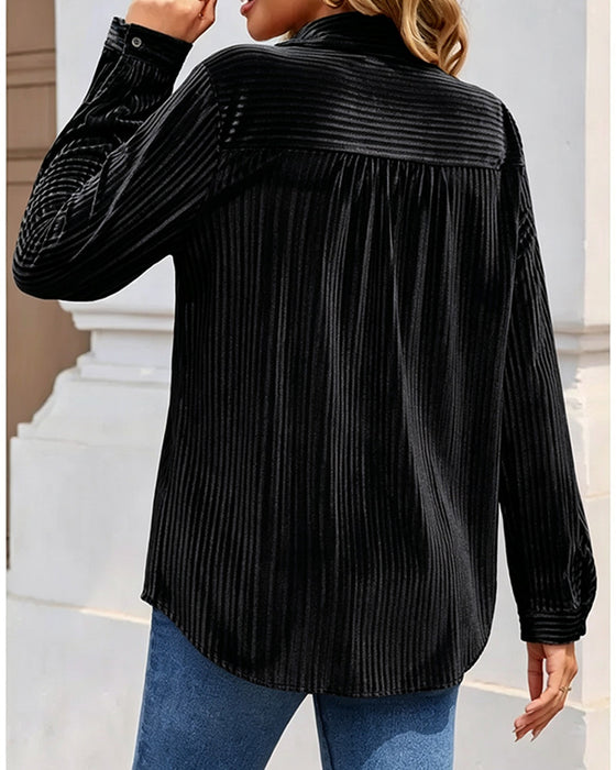 Chemise Poche Manches Longues Rayée