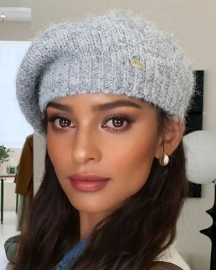 Femme Béret Bonnet En Tricot Uni