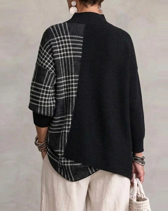Pull Col Haut Ligne Irrégulière Décontracté