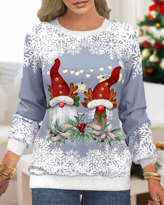 Pull de Noël à imprimé flocon de neige et manches raglan