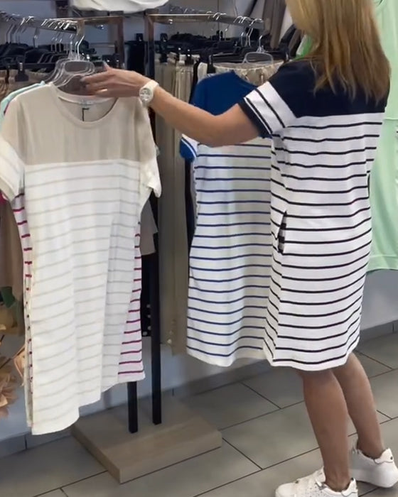 Robe Col Rond Décontracté Rayé