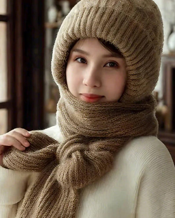 Hiver Polyvalent Tricoté À Capuche Écharpe Pour Femmes