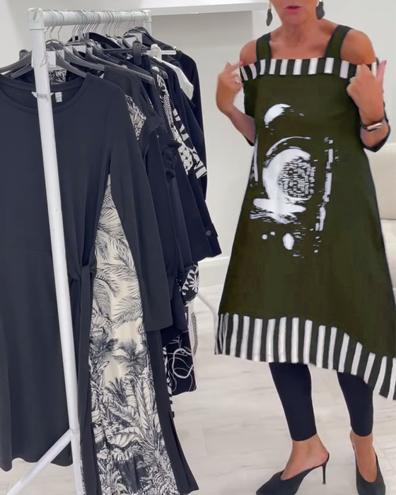 Robe Décolleté Large Imprimé Irrégulier