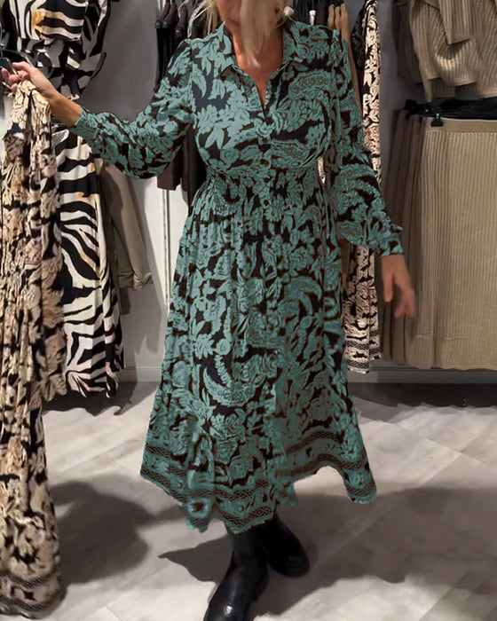 Robe De Mode À Col À Revers Imprimée