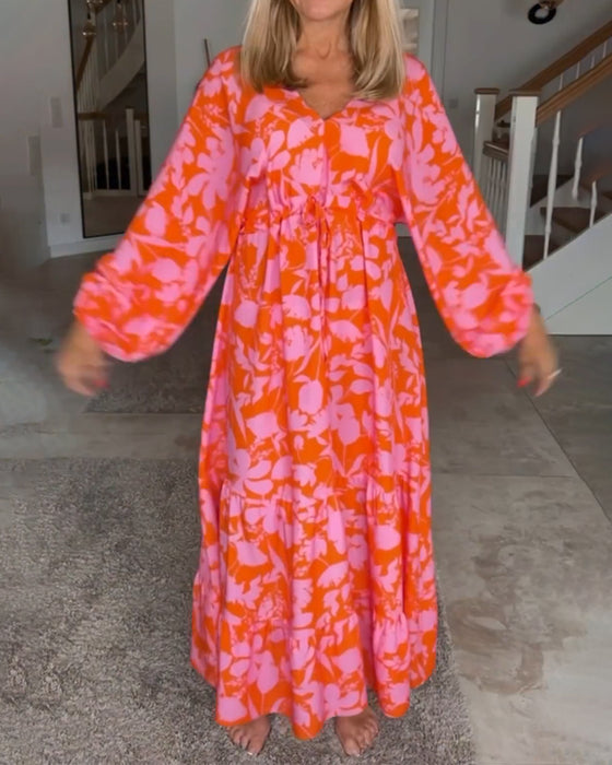 Robe à manches longues et imprimé floral