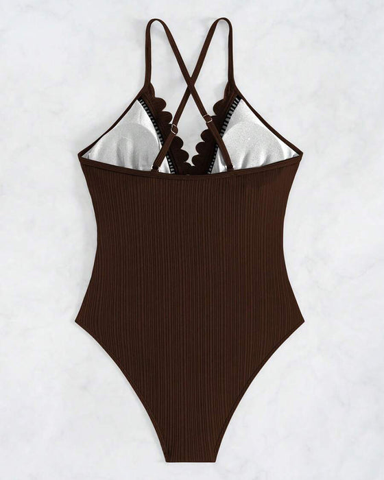 Maillot de Bain Monopiece Uni Sexy Creux
