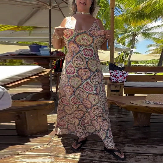 Maillot de Bain Sans Bretelles Cœur Imprimé Vacances