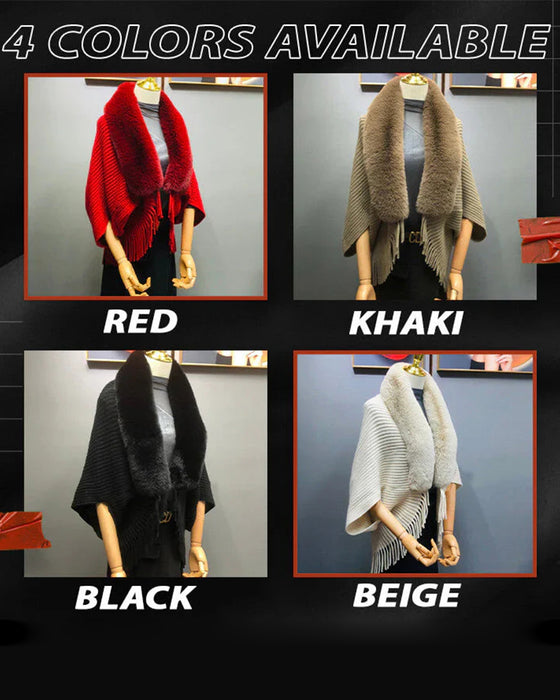 Cape À La Mode Épais Col En Fourrure Écharpe