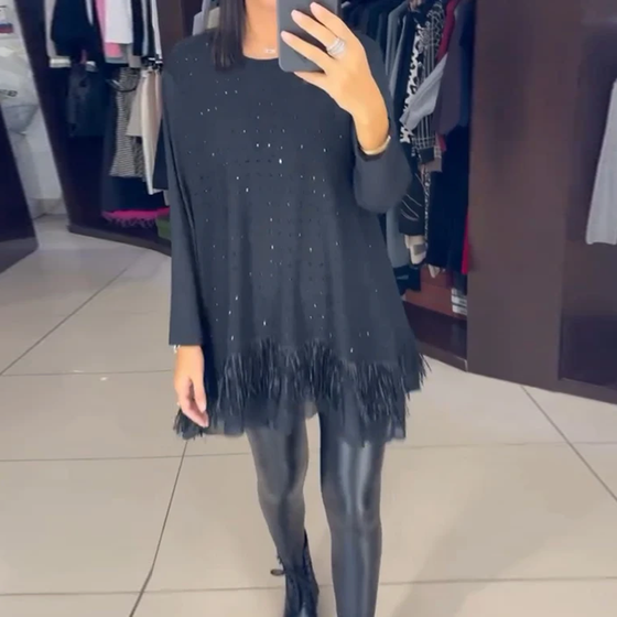 Haut Hem À La Mode Strass