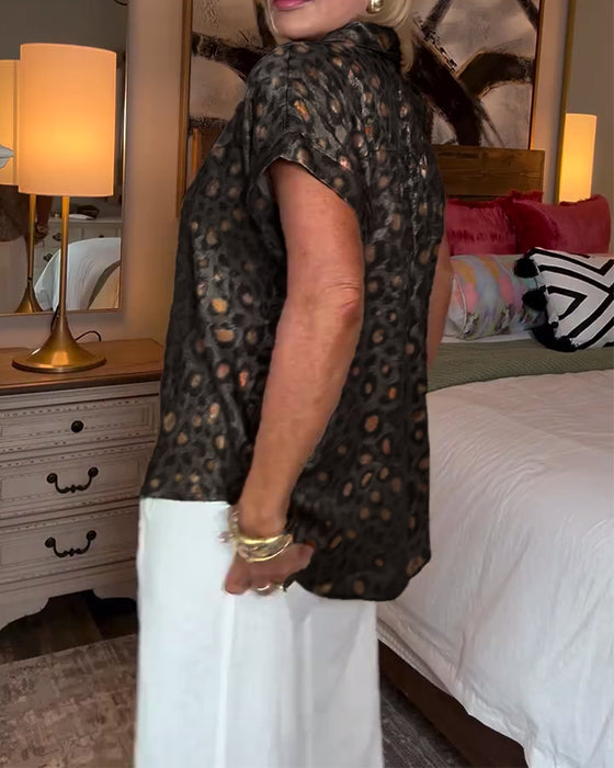 Chemisier décontracté imprimé léopard