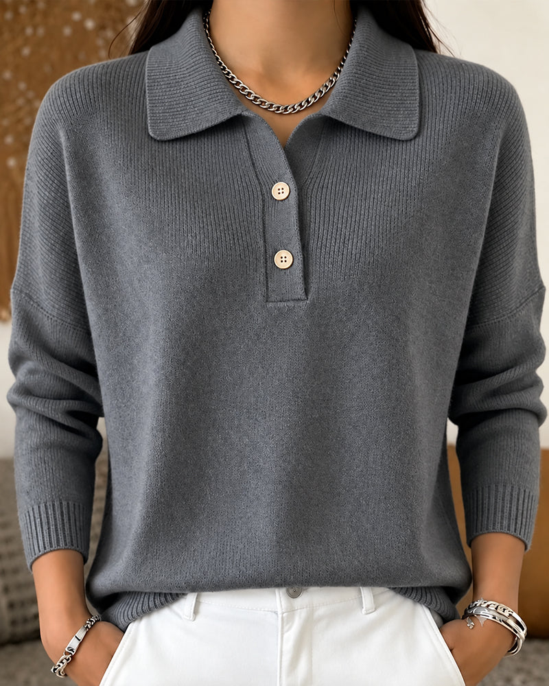 Pullover Demi-Patte Bouton Décontracté