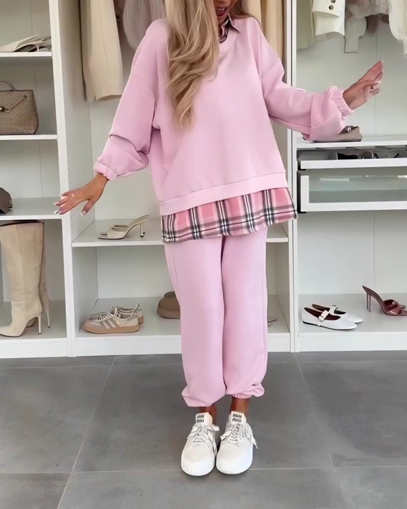 Ensemble Unie Et À Carreaux Patchwork Sport