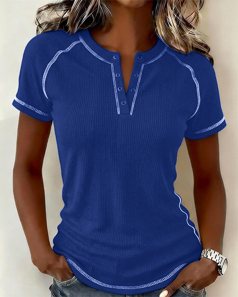T-Shirt Tissage Gaufre Henley