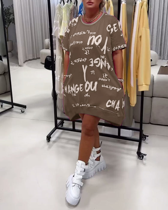 Robe Lâche Lettre Imprimé