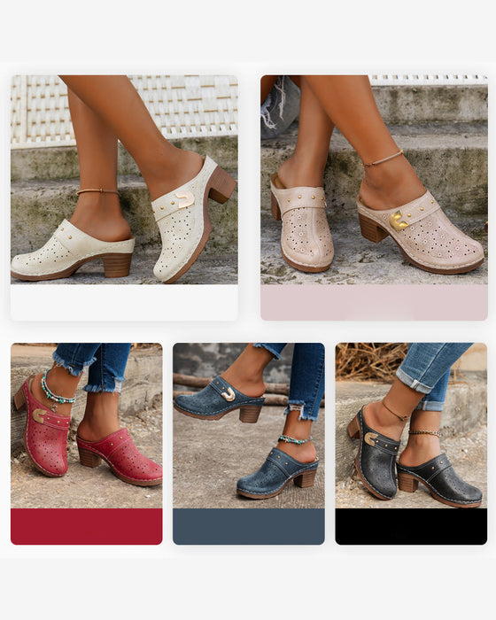 Sandales Bout Fermé Talon Bloc Enfilage