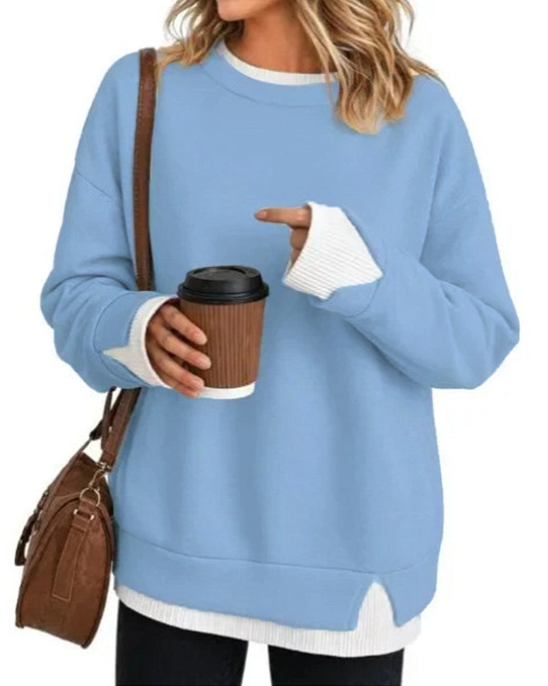 Sweat Faux Superposé Ample Manche Longue