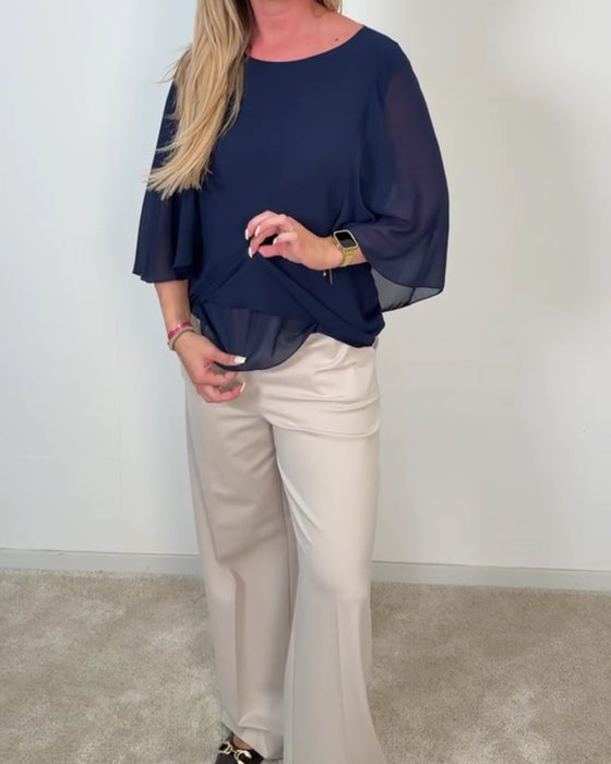 Blouse Manches Cloche Col Rond