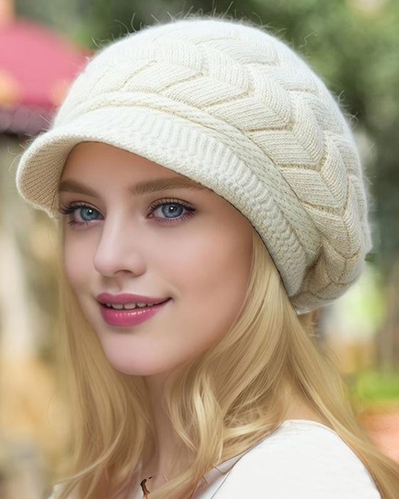 Bonnet Slouchy Beanie En Tricot Torsadé Hiver Pour Femme Doux Chaud Extensible