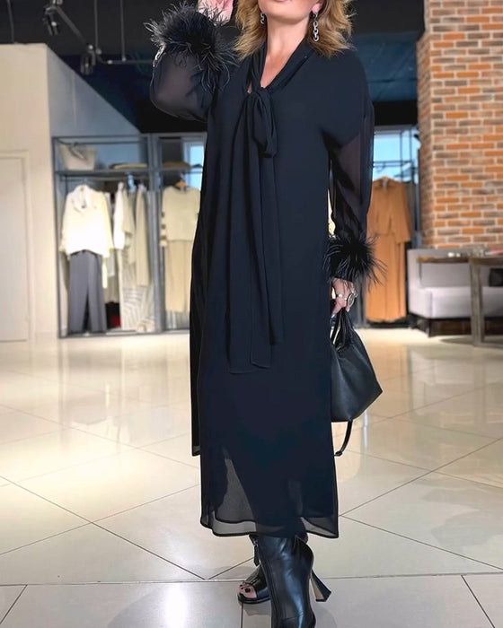 Robe Col V Bandage Décontractée