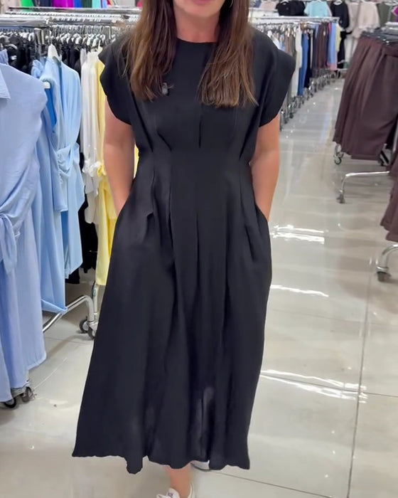 Robe Froncée Manche Volantée Taille