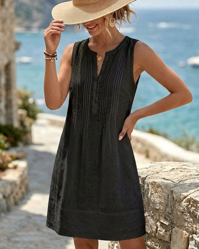 Robe Sans Manches Plissé Accordéon Courte