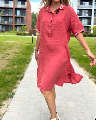 Robe Revers Bouton Décontractée