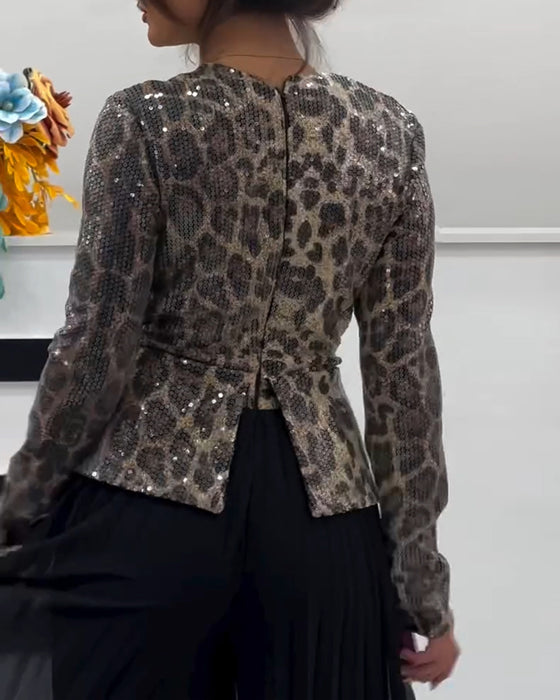 Chemise Col V Imprimé Léopard Taille Haute