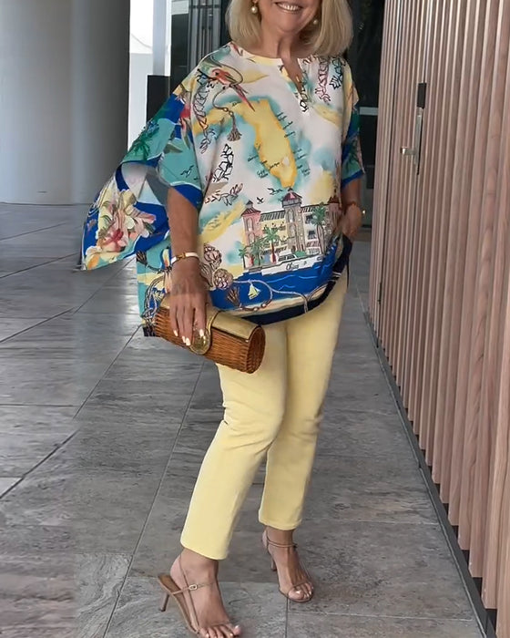 Blouse Manche Chauve-Souris Imprimé