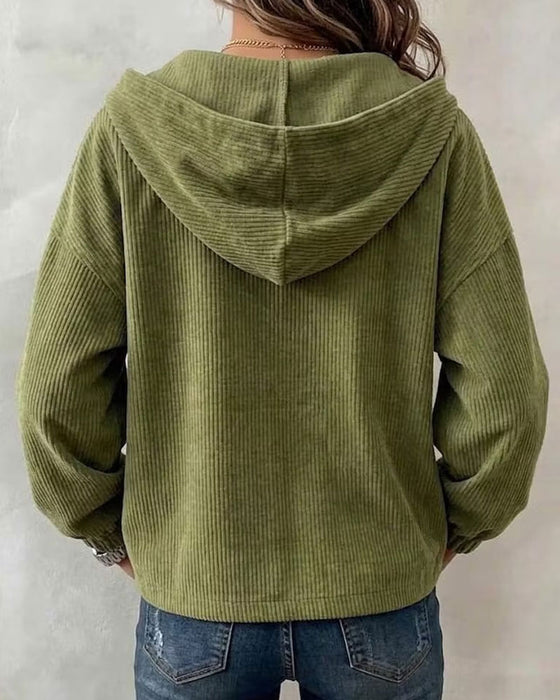 Mantel Lässig Kapuze Knopf Tasche