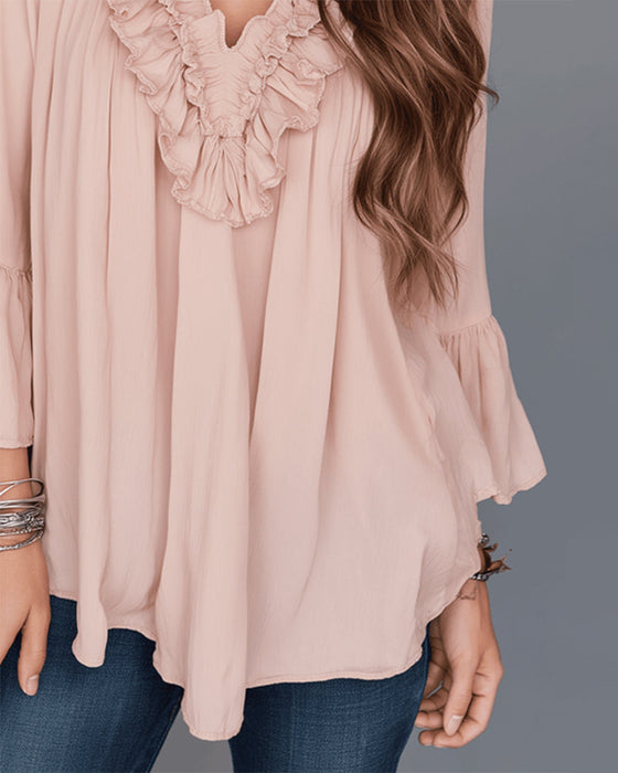Blouse Élégante Encolure V Volant