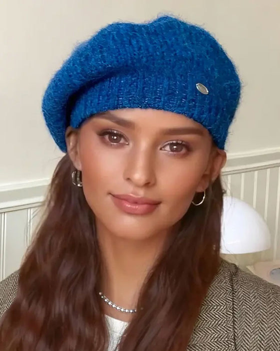 Femme Béret Bonnet En Tricot Uni