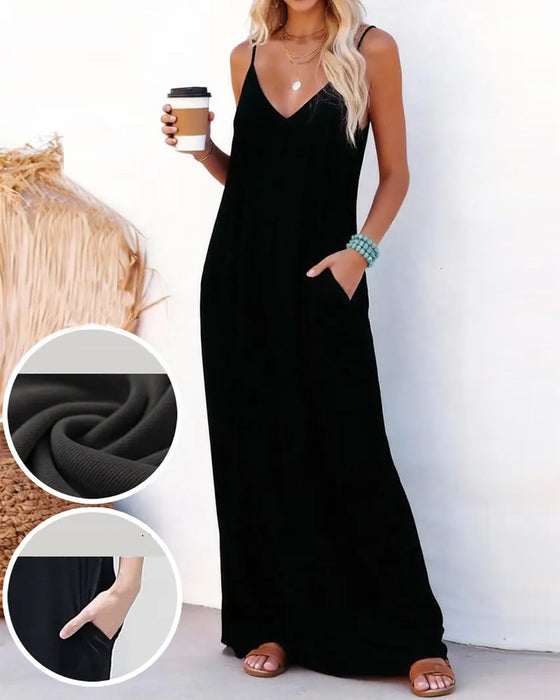 Robe Unie Lâche Poche Maxi