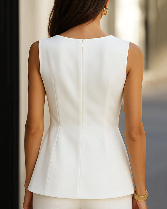 Débardeur Irrégulier Bouton Design