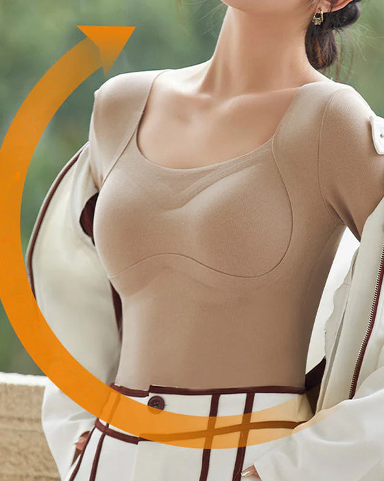 Haut Thermique Sans Couture Pour Femme Avec Soutien-Gorge Intégré