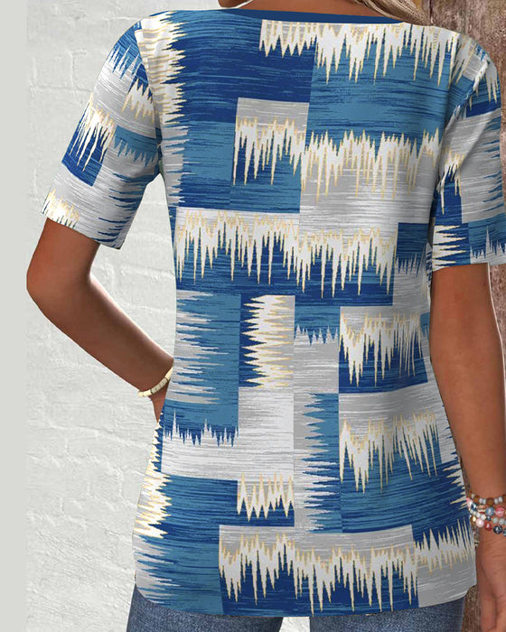 Blouse Casual Manches Courtes Imprimé Numérique