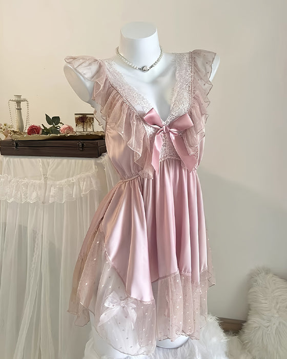 Nuisette Sexy Sans Dos En Dentelle À Profond Col En V Pour Femme