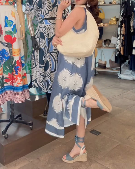 Robe Tournesol Imprimé Sans Manches