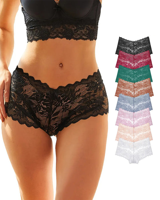 Lot De 8 Culottes Sexy Taille V Dentelle Fesses Nues Pour Femme