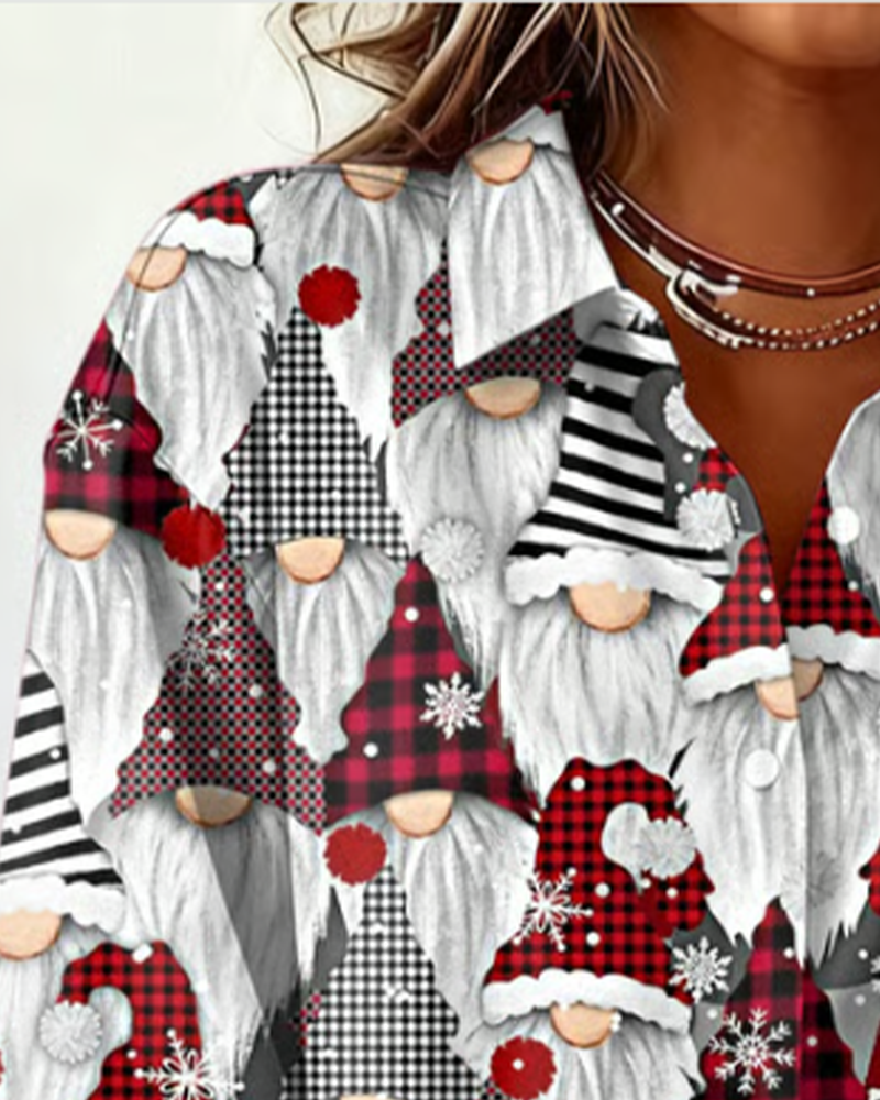 Chemise À Imprimé Sapin De Noël Avec Col À Revers