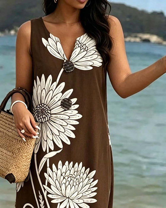 Robe Sans Manches Florale Imprimé